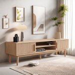 Meuble tv meuble tv avec 2 portes + 1 �tag�re meuble tv r�tro pour tv jusqu� 70 pouces meuble de rangement ...