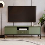 Meuble tv 2 portes 1 tiroir 1544 cm d�cor vert et noir - magi