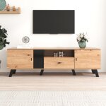 Meuble tv 2 portes 1 tiroirs - chêne et noir - l170 x h 50 x p 40 cm - meuble de salon - panneaux de ... Meuble tv 2 portes 1 tiroirs - chêne et noir - l170 x h 50 x p 40 cm - meuble de salon - panneaux de ...