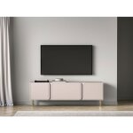Meuble tv 2 portes avec abattant - loppa - 160 cm - beige cachemire