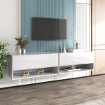 Meuble tv - 2 portes - blanc finition brillante - 172x35x40 - 4 compartiments - meuble tv murale suspendue ...