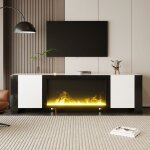 Meuble tv 2 portes chemine electrique avec effet de flamme sans fonction de chauffage style moderne ...