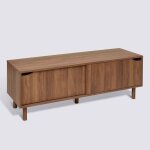 Meuble tv avec 2 portes coulissantes coloris effet bois fonc� - longueur 120 x profondeur 40 x hauteur ...