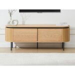 Meuble tv avec 2 portes placage chne et mtal - naturel clair et noir - cardiona