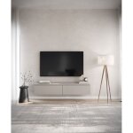 Meuble tv 2 portes - suspendu - bemmi - 150 cm - greige