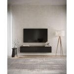 Meuble tv 2 portes - suspendu - bemmi - 150 cm - noir