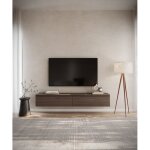 Meuble tv 2 portes - suspendu - bemmi - 175 cm - noyer du wisconsin