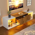 Meuble tv 2 tiroirs 2 compartiment led 16 couleurs armoire rangement style moderne meuble salon 160x40x42 ...