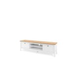 Meuble tv 2 tiroirs - d�cor ch�ne artisan et blanc - l 160 x p 45 x h 40 cm - bergen