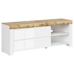 Meuble tv avec 2 tiroirscoloris blanc / ch�ne wotan - longueur 156 x profondeur 42 x hauteur 605 cm