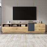 Meuble tv 200 cm moderne avec 3 compartiment ouvert et trou de c�ble meuble tv de salon 3 portes style ...