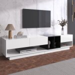 Meuble tv avec 3 tiroirs et 4 etagères style moderne 190x40x42 cm meuble tv de salon chambre blanc bois ... Meuble tv avec 3 tiroirs et 4 etagères style moderne 190x40x42 cm meuble tv de salon chambre blanc bois ...