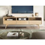 Meuble tv avec 3 tiroirs et 3 niches - naturel - jalemo