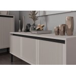 Meuble tv 3 tiroirs avec pieds noir - osaka - 179 cm - beige