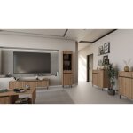 Meuble tv 3 tiroirs avec pieds noir - osaka - 179 cm - ch�ne evoke