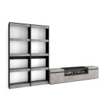 Meuble tv 320x35x186cm pour les tv jusqu� 80 1feu �lectrique ciment rf3150