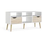 Meuble tv - 4 niches 2 tiroirs - blanc / chne - 1172 x 391 x 574 cm aro
