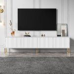 Meuble tv avec 4 portes style moderne pieds en metal meuble de rangement 190x38x48cm panneau  rayures ...
