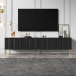 Meuble tv avec 4 portes style moderne pieds en metal meuble de rangement salon 190x38x48cm panneau  ...