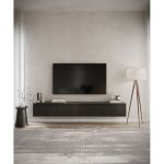 Meuble tv 4 portes - suspendu - bemmi - 200 cm - noir