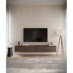 Meuble tv 4 portes - suspendu - bemmi - 200 cm - noyer du wisconsin