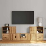 Meubles tv 5 pcs avec rangement odda bois de pin massif Meubles tv 5 pcs avec rangement odda bois de pin massif