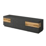 Meuble tv 6 tiroirs petits - meubles - andrea - 206 x 50 x 54cm - gris anthracite et bois