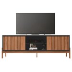 Meuble tv 72 pouces chne et noir 2 portes 4 niches l 180. 6 h 62. 6 p 36 cm - l 180. 6 x l 36 x h 62. ...
