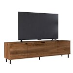 Meuble tv 80 pouces 4 portes 4 niches imitation ch�taignier ? gamme brooklyn l183�p38�h49 cm