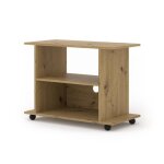 Meuble tv - ac - déco - yogi - beige - l 80 cm - sur roulettes - 2 étagères ouvertes Meuble tv - ac - déco - yogi - beige - l 80 cm - sur roulettes - 2 étagères ouvertes