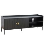 Meuble tv en acier et mdf décor mélaminé 150 cm noir - oviala Meuble tv en acier et mdf décor mélaminé 150 cm noir - oviala