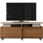 Meuble tv 150 cm 60 pouces chne et taupe - l 150 x l 38. 5 x h 61. 7 cm