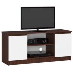 Meuble tv akord pour salon weng 120 cm - 2 portes couleur blanc mat - 2 tagres