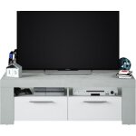 Meuble tv - ambit - effet béton / blanc artik - 2 portes - 2 niches - 120 x 42 x 40 cm Meuble tv - ambit - effet béton / blanc artik - 2 portes - 2 niches - 120 x 42 x 40 cm