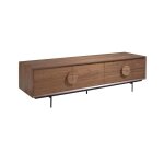 Meuble tv - angel cerda - 2 portes et 2 tiroirs - bois de noyer et piètement acier noir - marron - l ... Meuble tv - angel cerda - 2 portes et 2 tiroirs - bois de noyer et piètement acier noir - marron - l ...