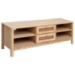 Meuble tv  arty  - bois & cannage rotin - beige - atmosphera createur d'interieur