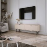 Meuble tv - aura - 140 cm - cachemire - 2 compartiments - design moderne