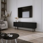 Meuble tv - aura - 140 cm - noir - 2 compartiments - design moderne