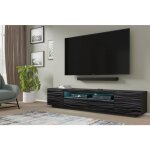 Meuble tv aura 200 suspendu ou sur pied sahara noir + led
