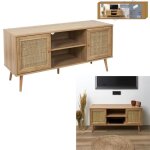 Meuble tv 2 portes & 2 niches bali 115cm naturel