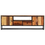 Meuble tv - banc tv - table tv - 120 x 30 x 40 cm - bois de rcupration massif et acier t578