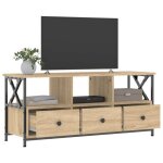 Meuble tv - banc tv - table tv - chne sonoma - 102x33x45 cm - bois dingnierie et fer t95