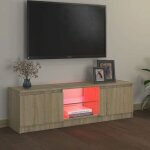 Meuble tv - banc tv - table tv - avec lumires led - chne sonoma - 120x30x355 cm - t78