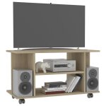 Meuble tv - banc tv - table tv - et roulettes ch�ne sonoma - 80x40x45 cm - bois ing�nierie t600