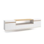 Meuble tv banc t�l� 200x45x35cm pour les tv jusqu� 80 suspendu mural blanc et ch�ne soft rf3773