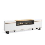 Meuble tv banc tl 200x57x35cm pour les tv jusqu 80 chemine lectrique design industriel blanc et ...