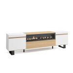 Meuble tv banc tl 200x35x57cm pour les tv jusqu 80 chemine lectrique design industriel chne soft ...