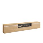 Meuble tv banc tl 260x45x35cm tv grand format chemine lectrique chne soft et blanc rf3756