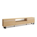 Meuble tv banc tl 260x57x35 cm tv grand format design industriel chne soft et blanc rf3754