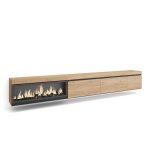 Meuble tv banc télé 317x35x45 cm feu électrique xxl suspendu mural finition couleur chêne rf3675 Meuble tv banc télé 317x35x45 cm feu électrique xxl suspendu mural finition couleur chêne rf3675